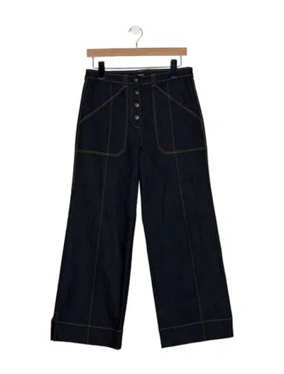 Pre-owned Cinq À Sept High-rise Wide Leg Jeans In Blue