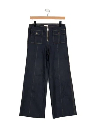 Pre-owned Cinq À Sept High-rise Wide Leg Jeans In Blue