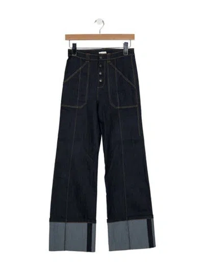 Pre-owned Cinq À Sept High-rise Wide Leg Jeans In Blue