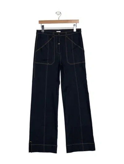 Pre-owned Cinq À Sept High-rise Wide Leg Jeans In Blue