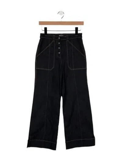 Pre-owned Cinq À Sept High-rise Wide Leg Jeans In Blue