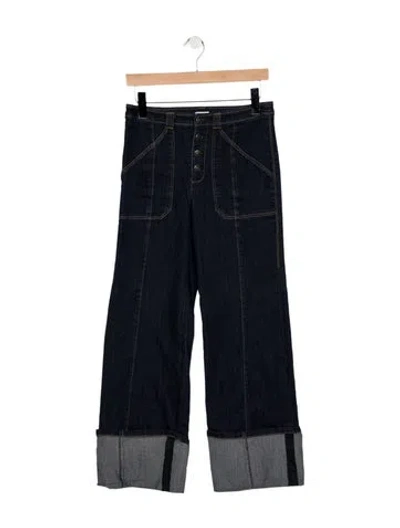 Pre-owned Cinq À Sept High-rise Wide Leg Jeans In Blue