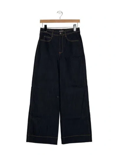 Pre-owned Cinq À Sept High-rise Wide Leg Jeans In Blue