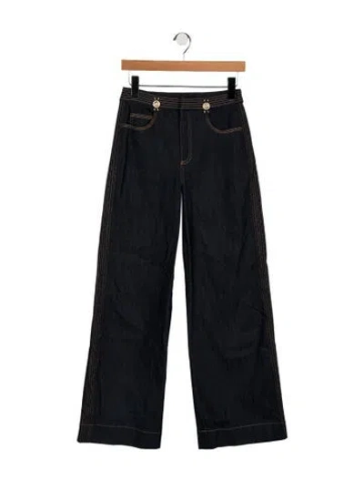 Pre-owned Cinq À Sept High-rise Wide Leg Jeans In Blue
