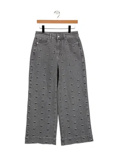 Pre-owned Cinq À Sept High-rise Wide Leg Jeans In Gray