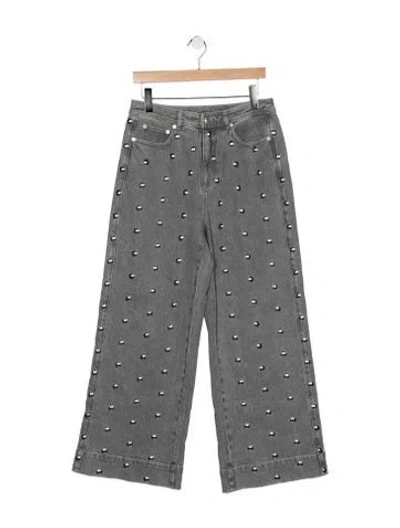 Pre-owned Cinq À Sept High-rise Wide Leg Jeans In Gray