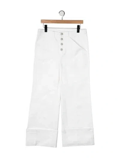 Pre-owned Cinq À Sept High-rise Wide Leg Jeans In White