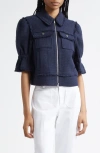 Cinq À Sept Holly Cotton Bouclé Jacket In Blue