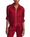 Cinq À Sept Holly Short-sleeve Sateen Jacket In Rosewood