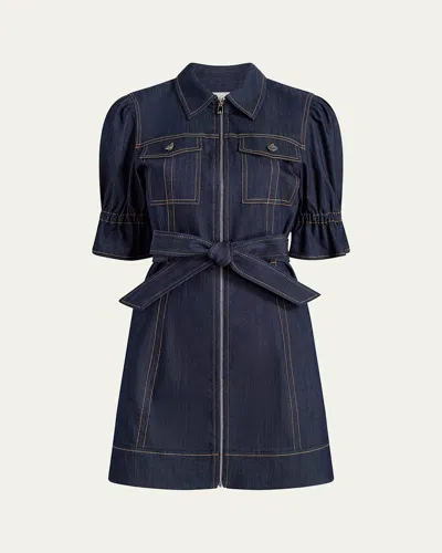 CINQ À SEPT HOLLY DENIM PUFF-SLEEVE MINI DRESS