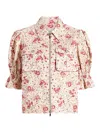 Cinq À Sept Holly Floral Puff-sleeve Jacket In Pink