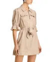 Cinq À Sept Cinq A Sept Holly Front Zip Collared Mini Dress In Khaki