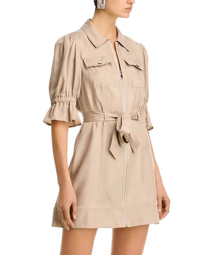Cinq À Sept Cinq A Sept Holly Front Zip Collared Mini Dress In Khaki