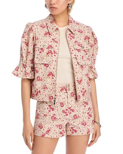 Cinq À Sept Holly Floral Puff-sleeve Jacket In Pink