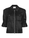 Cinq À Sept Holly Short-sleeve Sateen Jacket In Black