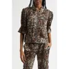 Cinq À Sept Holly Leopard Short-sleeve Jacket In Black/sahara