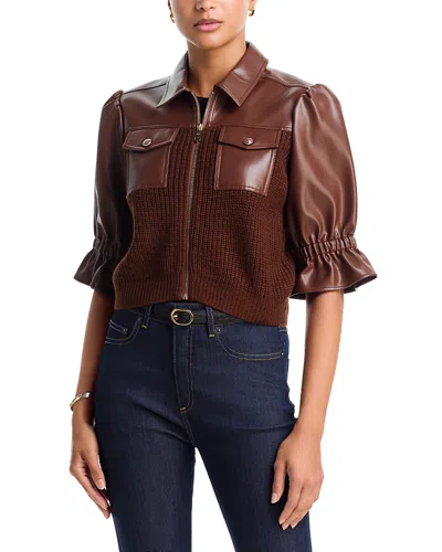 Cinq À Sept Cinq A Sept Holly Mixed Media Jacket In Brown