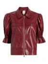 Cinq À Sept Cinq A Sept Faux Leather Puff Sleeve Jacket In Burgundy