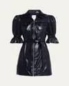 Cinq À Sept Holly Puff-sleeve Vegan Leather Mini Dress In Navy