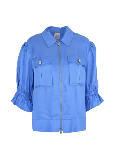 Cinq À Sept Holly Puff-sleeve Jacket In Blue