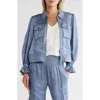 Cinq À Sept Holly Ruffle Satin Twill Jacket In Blue