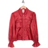 Cinq À Sept Holly Ruffle Satin Twill Jacket In Red
