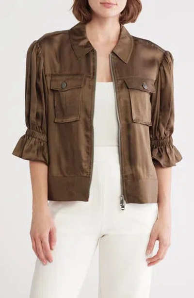Cinq À Sept Holly Ruffle Sleeve Jacket In Green