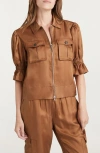 Cinq À Sept Holly Ruffle Sleeve Jacket In Brown