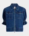 Cinq À Sept Holly Short-sleeve Denim Jacket In Oceane