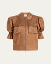 Cinq À Sept Holly Short-sleeve Sateen Jacket In Cocoa