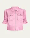 Cinq À Sept Holly Short-sleeve Sateen Jacket In Primrose