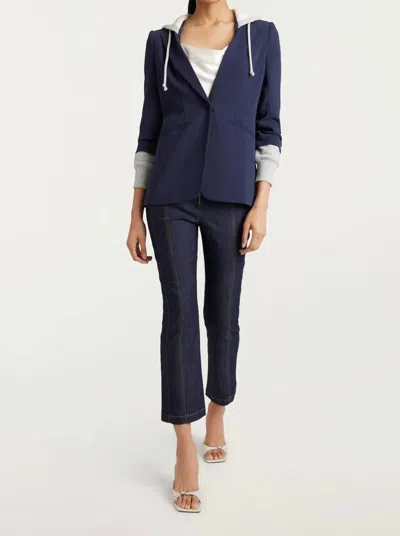 CINQ À SEPT HOODED KHLOE BLAZER JACKET IN NAVY