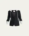 Cinq À Sept Hooded Khloe Jacket In Black Heather Grey