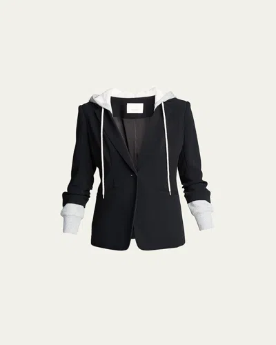 Cinq À Sept Hooded Khloe Jacket In Black Heather Grey