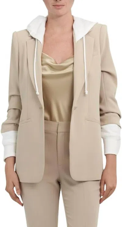 CINQ À SEPT HOODED KHLOE JACKET IN KHAKI