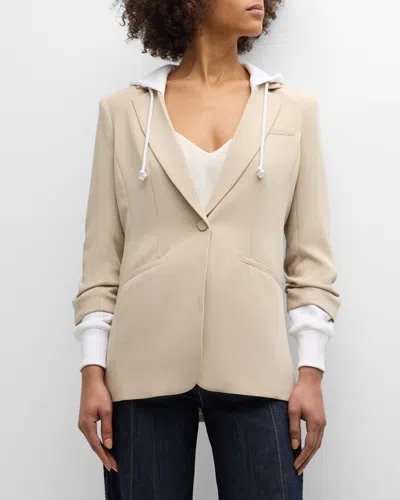 Cinq À Sept Hooded Khloe Jacket In Khaki White