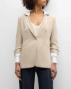 Cinq À Sept Cinq A Sept Khloe Hooded Blazer In Khakiwhite