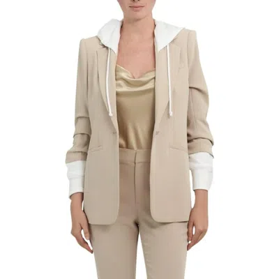 CINQ À SEPT CINQ A SEPT HOODED KHLOE JACKET KHAKI/WHITE HOODED BLAZER