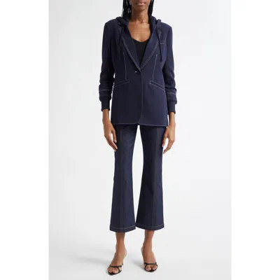 Cinq À Sept Cinq A Sept Khloe Topstitch Hooded Blazer In Navy
