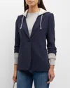Cinq À Sept Hooded Khloe Blazer Jacket In Navy In Navyheather Grey
