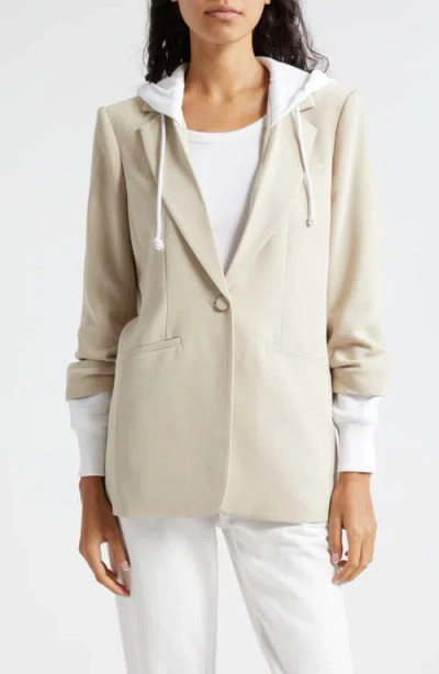 Cinq À Sept Khloe Faux Leather Hooded Jacket In Plaster White