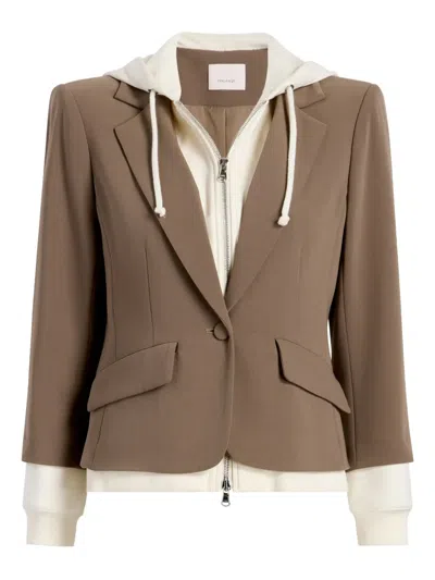 Cinq À Sept Hooded Single-breasted Blazer In Brown
