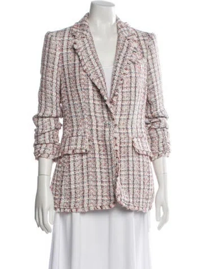 Pre-owned Cinq À Sept Houndstooth Print Blazer In Red