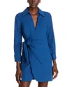 Cinq À Sept Hunter Side Ruched Long Sleeve Wrap Dress In Night Sky