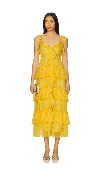 Cinq À Sept Hydrangea Fadrid Dress In Yellow