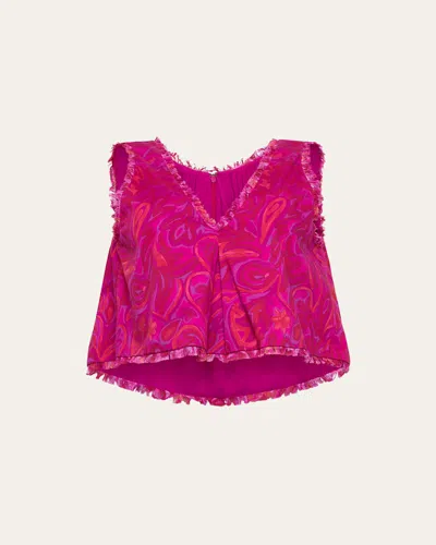 Cinq À Sept Ibbie Paisley Bloom Frayed-edge Blouse In Multi