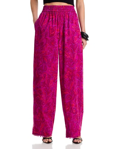 Cinq À Sept Ibbie Paisley-bloom Frayed-hem Trousers In Pink