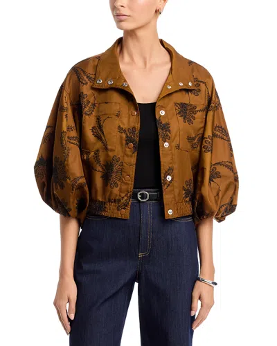 Cinq À Sept Cinq A Sept Iggy Embroidered Paisley Fan Jacket In Brown