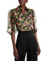 Cinq À Sept Karyn Floral Puff-sleeve Top In Lavastone