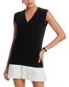 Cinq À Sept Pleated-panel Cotton-blend Vest Mini Day Dress In Black